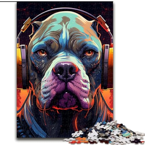 Puzzle mit 1000 Teilen für Erwachsene, Mops mit Kopfhörern, Größe 26x38cm, anspruchsvolles Denkspiel – entspannendes Spielzeug für Teenager von ZKYUBEK