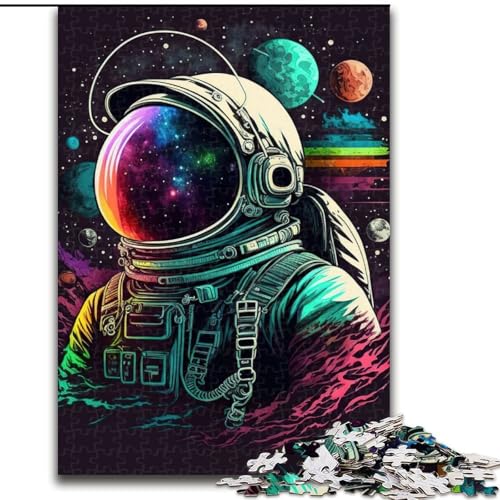 Puzzle mit 1000 Teilen für Erwachsene, Neon-Astronaut, Holzpuzzle, Größe 50x75cm, perfekt für Teenager und Sammler, ideale Heimdekoration und Reisegeschenk von ZKYUBEK