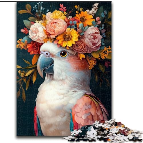 Puzzle mit 1000 Teilen für Erwachsene, Papagei und Blumen, Papppuzzle für Erwachsene, 26x38cm, ideal für Familienspaß, Entspannung von ZKYUBEK