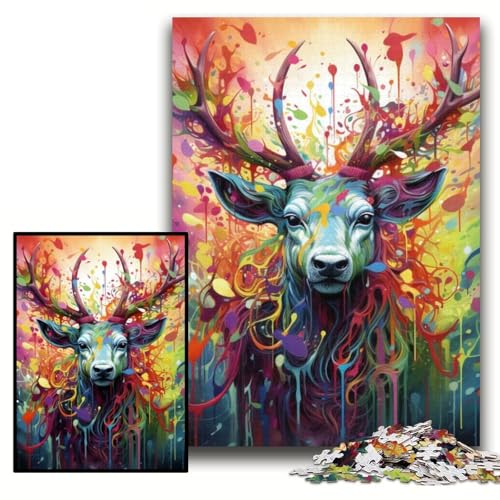 Puzzle mit 1000 Teilen für Erwachsene, Psychedelisches Hirsch-Puzzle aus Pappe, 26x38cm, ideal für Verliebte, perfektes Weihnachts-, Neujahrs- oder Valentinstagsgeschenk Puzzle mit 1000 Teilen für Erwachsene, Psychedelisches Hirsch-Puzzle aus Pappe, 26x38cm, ideal für Verliebte, perfektes Weihnachts-, Neujahrs- oder Valentinstagsgeschenk von ZKYUBEK