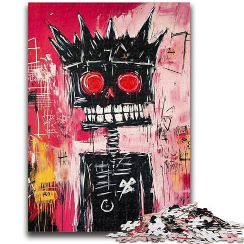 Puzzle mit 1000 Teilen für Erwachsene, Skelettkönig im Basquiat-Stil, anspruchsvoll zu vervollständigen, Aber lustig und humorvoll, einzigartig, Geburtstag und Geschenke, 50x75cm von ZKYUBEK