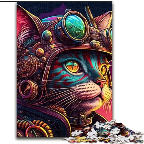 Puzzle mit 1000 Teilen für Erwachsene, Steampunk-Katzen-Puzzle, Größe 26x38cm, anspruchsvolles Denkspiel – entspannendes Spielzeug für Teenager von ZKYUBEK