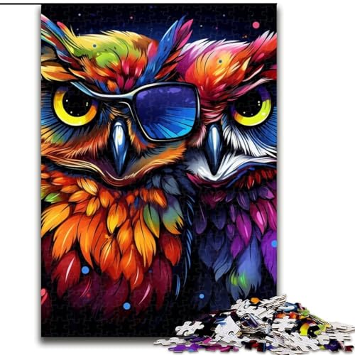 Puzzle mit 1000 Teilen für Erwachsene, farbenfrohes Eulen-Puzzle, Größe 26x38cm, anspruchsvolles Denkspiel – entspannendes Spielzeug für Teenager von ZKYUBEK
