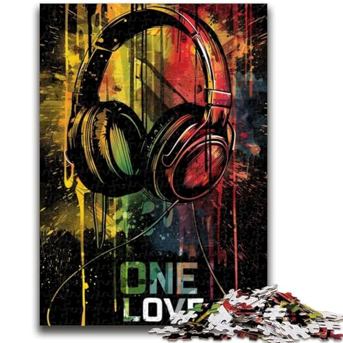 Puzzle mit 1000 Teilen für Erwachsene, farbige Kopfhörer, zum Zeitvertreib zu Hause, mit vollständig ineinandergreifenden, zufällig geformten Teilen, 50x75cm Puzzle mit 1000 Teilen für Erwachsene, farbige Kopfhörer, zum Zeitvertreib zu Hause, mit vollständig ineinandergreifenden, zufällig geformten Teilen, 50x75cm von ZKYUBEK