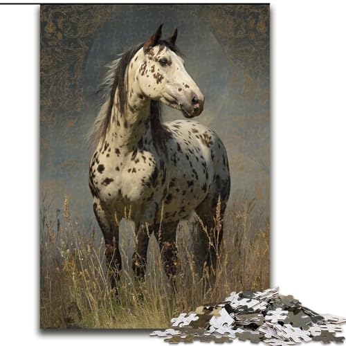 Puzzle mit 1000 Teilen für Erwachsene, geflecktes Pferd, 26x38cm, anspruchsvolles Denkspiel für Teenager, unterhaltsames interaktives Spiel für die ganze Familie von ZKYUBEK
