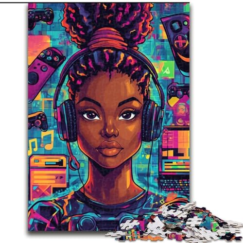Puzzle mit 1000 Teilen für Erwachsene, schwarzes Mädchen hört Musik, Puzzles für 1000 Teile, entspannende Unterhaltung, Heimdekoration, 26x38cm Puzzle mit 1000 Teilen für Erwachsene, schwarzes Mädchen hört Musik, Puzzles für 1000 Teile, entspannende Unterhaltung, Heimdekoration, 26x38cm von ZKYUBEK
