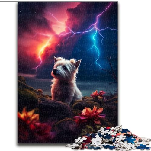 Puzzle mit 1000 Teilen für Erwachsene, süßer Bichon-Hund auf dem Mars, Holzpuzzle für Erwachsene, Größe 50x75cm, ideal für Familienspaß, Entspannung von ZKYUBEK
