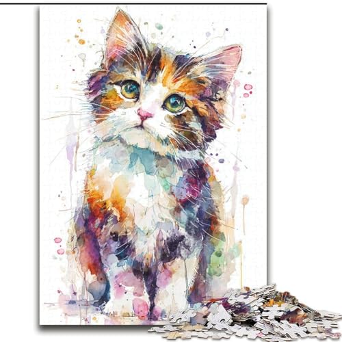 Puzzles Aquarellkatze Holzpuzzles 50X75CM Denksportspiel, Interaktives Familienspiel, Geeignet für Kinder ab 14 Jahren von ZKYUBEK