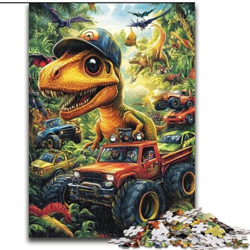 Puzzles Dinosaurier und Auto Holzpuzzles 50X75CM Herausforderndes Denkspiel, Familienaktivität, Heimdekoration von ZKYUBEK