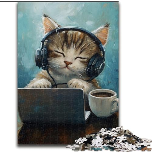 Puzzles Katze hört Musik Holzpuzzles 50X75CM Herausforderndes Denkspiel, Familienaktivität, Heimdekoration Puzzles Katze hört Musik Holzpuzzles 50X75CM Herausforderndes Denkspiel, Familienaktivität, Heimdekoration von ZKYUBEK