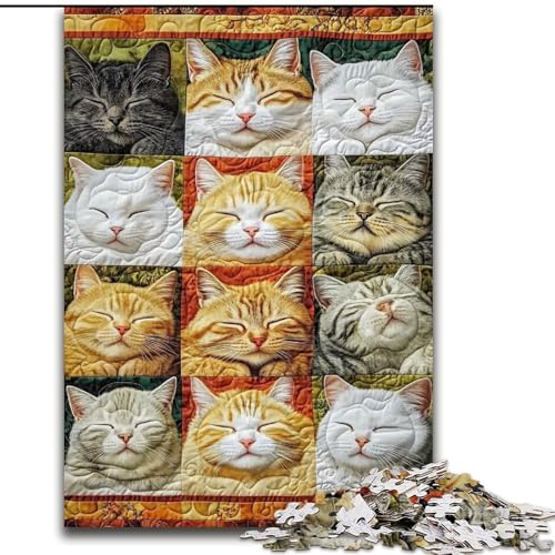 Puzzles Katzencollage Holzpuzzles 50X75CM Denkspiel, Interaktives Familienspiel, Geeignet für Kinder ab 14 Jahren von ZKYUBEK