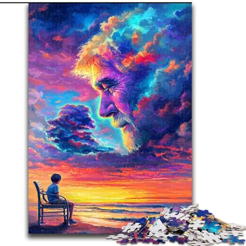 Puzzles Menschliches Gesicht Farbwolke Holzpuzzles 50X75CM Anspruchsvolles Denkspiel, Familienaktivität, Heimdekoration von ZKYUBEK