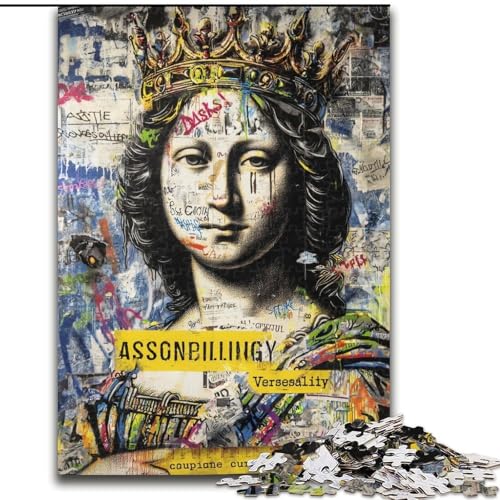 Puzzles Mona Lisa Graffiti Holzpuzzles 26x38cm Denkspiel, interaktives Familienspiel, geeignet für Kinder ab 14 Jahren von ZKYUBEK