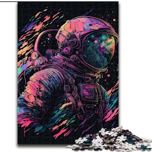 Puzzles Neon-Astronauten-Holzpuzzles für Erwachsene, Größe 50x75cm, entspannende Unterhaltung, Heimdekoration von ZKYUBEK