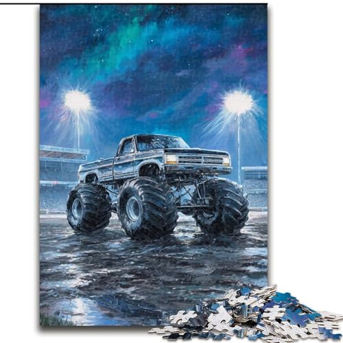 Puzzles Psychedelic Monster Truck Holzpuzzles 50X75CM Denksportaufgabe Spiel, Interaktives Familienspiel, Geeignet für Kinder ab 14 Jahren von ZKYUBEK