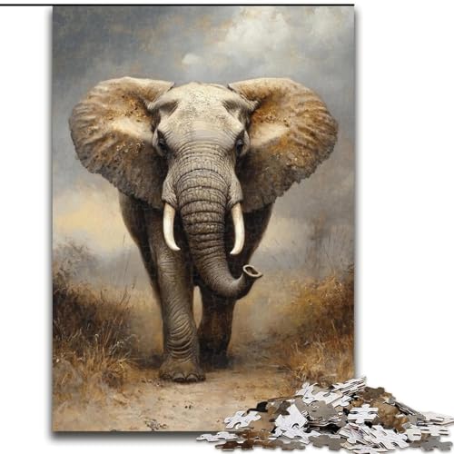 Puzzles Retro-Elefanten-Holzpuzzle 26x38cm, Denkspiel, interaktives Familienspiel, geeignet für Kinder ab 14 Jahren von ZKYUBEK