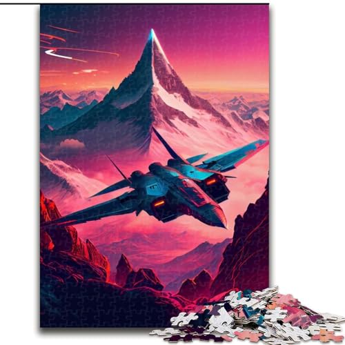 Puzzles Synthwave Jet aus Pappe, Puzzles der Größe 26x38cm, Denkspiel, interaktives Familienspiel, geeignet für Kinder ab 14 Jahren von ZKYUBEK