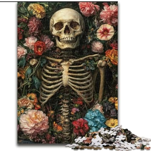 Puzzles Totenkopfblumen Holzpuzzles 50X75CM Denkspiel, Interaktives Familienspiel, Geeignet für Kinder ab 14 Jahren von ZKYUBEK