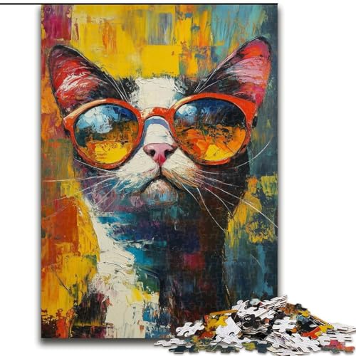 Puzzles für 1000 Teile, Art Cat, Papppuzzle, 26x38cm, Spiel für Erwachsene, Geschenk, Familienspiel, interaktives Gehirntrainingsgeschenk von ZKYUBEK