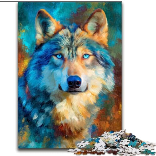 Puzzles für 1000 Teile, Blauer Wolf, Papppuzzle, 26x38cm, Spiel für Erwachsene, Geschenk, Familienspiel, interaktives Denkspiel, Geschenk Puzzles für 1000 Teile, Blauer Wolf, Papppuzzle, 26x38cm, Spiel für Erwachsene, Geschenk, Familienspiel, interaktives Denkspiel, Geschenk von ZKYUBEK