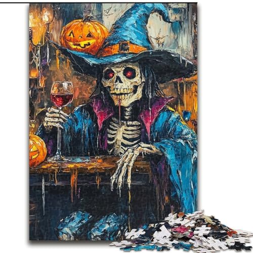 Puzzles für 1000 Teile, Halloween-Skelett-Puzzles für Erwachsene, 50x75cm, interaktives Familienspiel, Familienaktivitätsspiel von ZKYUBEK