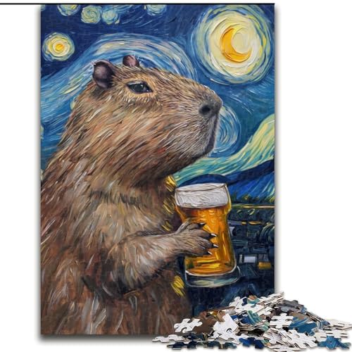 Puzzles für 1000 Teile, Nachthimmel, Capibara, Papp-Puzzles, 26x38cm, Spiel für Erwachsene, Geschenk, Familien-Interaktives Spiel, Gehirn-Herausforderung von ZKYUBEK