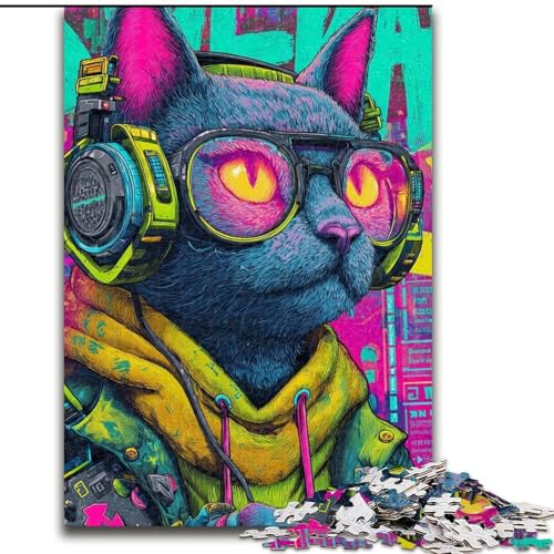 Puzzles für 1000 Teile, niedliche Kunstkatze, Papppuzzle, 26x38cm, Spiel für Erwachsene, Geschenk, Familienspiel, interaktives Gehirntrainingsgeschenk von ZKYUBEK
