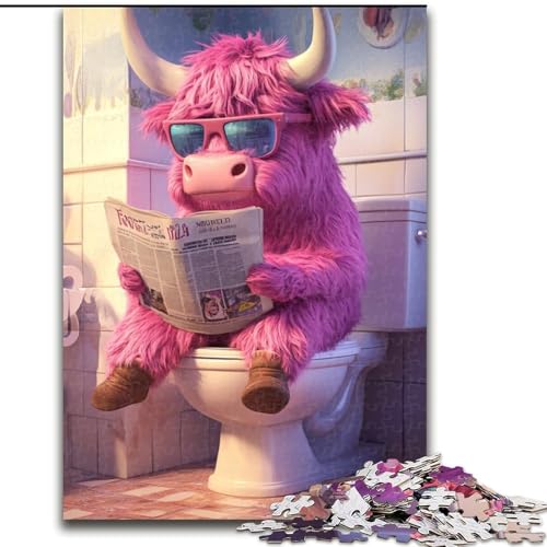 Puzzles für Erwachsene, 1000 Pink Yak Go Toilet-Puzzles für Erwachsene, Größe 26x38cm, anspruchsvolles Denkspiel für Teenager, Spaß für den Spieleabend mit der Familie von ZKYUBEK