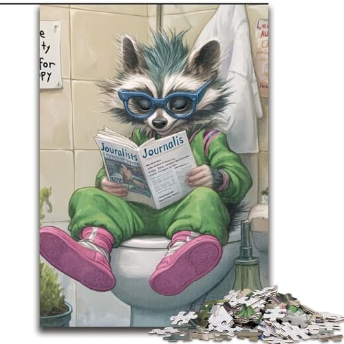 Puzzles für Erwachsene, 1000 Raccoon Go Toilet-Unmögliche Puzzles für Erwachsene, Größe 26x38cm, für Feiertage, Geburtstage und Spieleabende mit der Familie von ZKYUBEK