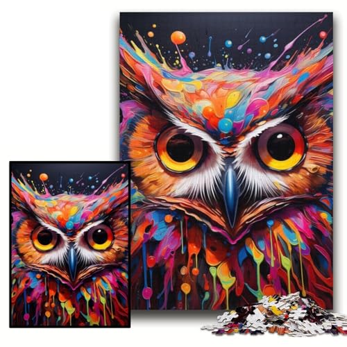 Puzzles für Erwachsene, farbenfrohe Eulen-Puzzles für Erwachsene, 26x38cm, anspruchsvolles DIY-Denkspiel, perfektes Familienspiel oder dekoratives Geschenk von ZKYUBEK