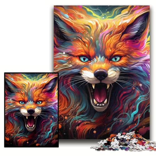 Puzzles für Erwachsene, farbenfrohe Kunst-Fuchs-Puzzles für Erwachsene, 26x38cm, anspruchsvolles DIY-Denkspiel, perfektes Familienspiel oder dekoratives Geschenk von ZKYUBEK