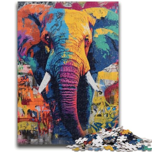 Puzzles für Erwachsene und Jugendliche, Elefanten-Graffiti, Spielzeug, Lernspiele, Stressabbau, Stärkung der Liebe zwischen Paaren, 50x75cm Puzzles für Erwachsene und Jugendliche, Elefanten-Graffiti, Spielzeug, Lernspiele, Stressabbau, Stärkung der Liebe zwischen Paaren, 50x75cm von ZKYUBEK