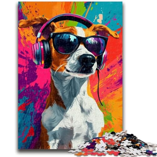 Puzzles für Erwachsene und Jugendliche, Hund mit Kopfhörern, Spielzeug, Lernspiele, Stressabbau, Stärkung der Liebe zwischen Paaren, 50x75cm Puzzles für Erwachsene und Jugendliche, Hund mit Kopfhörern, Spielzeug, Lernspiele, Stressabbau, Stärkung der Liebe zwischen Paaren, 50x75cm von ZKYUBEK