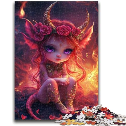 Puzzles für Erwachsene und Jugendliche, Teufel, kleines Drachenmädchen, Lernspielzeug, Familienspiele, einzigartige Geburtstags- und Geschenkideen, 26x38cm von ZKYUBEK