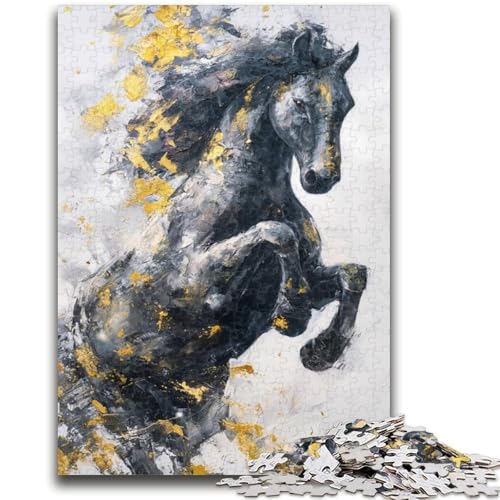 Puzzles für Erwachsene und Teenager, Puzzle „Schwarzes goldenes Pferd“, Quizspiel zur Förderung der Liebe zwischen Paaren für Kinder ab 14 Jahren, 26x38cm Puzzles für Erwachsene und Teenager, Puzzle „Schwarzes goldenes Pferd“, Quizspiel zur Förderung der Liebe zwischen Paaren für Kinder ab 14 Jahren, 26x38cm von ZKYUBEK