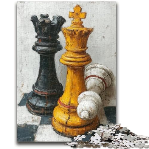Puzzles für Teenager, 1000 Teile, Schach, Ölgemälde, Stressabbau, schwierige Herausforderung, einzigartige Heimdekoration und Geschenke, 26x38cm von ZKYUBEK