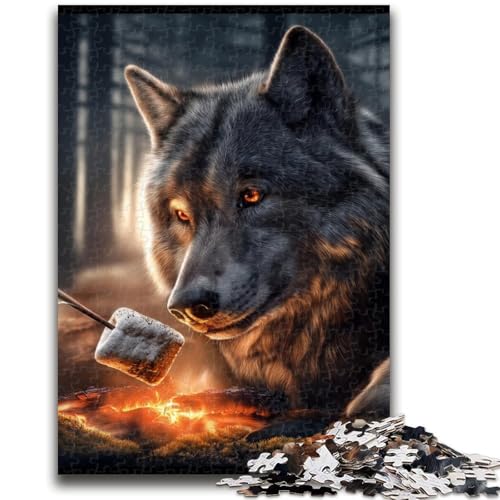 Puzzles für Teenager, Wolf und Lagerfeuer, Familienunterhaltungsspielzeug, Lernspiel für Geburtstag, Weihnachten, für Kinder ab 14 Jahren, 26x38cm von ZKYUBEK