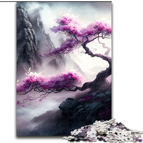 Puzzles mit japanischen Kirschblüten, Karton, Größe 26x38cm, anspruchsvolles Denkspiel, Familienaktivität, Heimdekoration von ZKYUBEK
