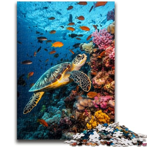 Schildkröte im Ozean, 1000-teiliges Puzzle für Erwachsene und Jugendliche, anspruchsvolles Spiel und Lernspiel für die ganze Familie zum Geburtstag, Weihnachten, 50x75cm von ZKYUBEK