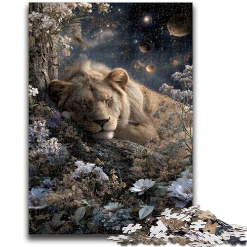 Schlafender Löwe Puzzle für Erwachsene und Jugendliche, pädagogisches Stressabbau-Spielzeug, ganze Familie, 50x75cm von ZKYUBEK
