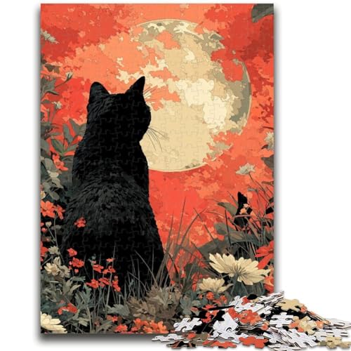 Schwarze Katze, 1000-teiliges Puzzle für Erwachsene und Jugendliche, anspruchsvolles Spiel und Lernspiel für die ganze Familie zum Geburtstag, Weihnachten, 50x75cm von ZKYUBEK