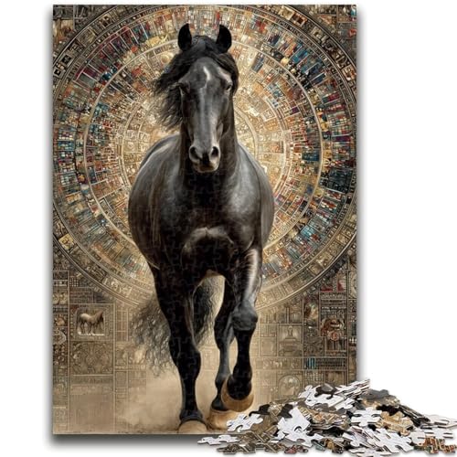 Schwarzes Pferde-Puzzle für Erwachsene und Jugendliche, pädagogisches Spielzeug zum Stressabbau, ganze Familie, 50x75cm Schwarzes Pferde-Puzzle für Erwachsene und Jugendliche, pädagogisches Spielzeug zum Stressabbau, ganze Familie, 50x75cm von ZKYUBEK