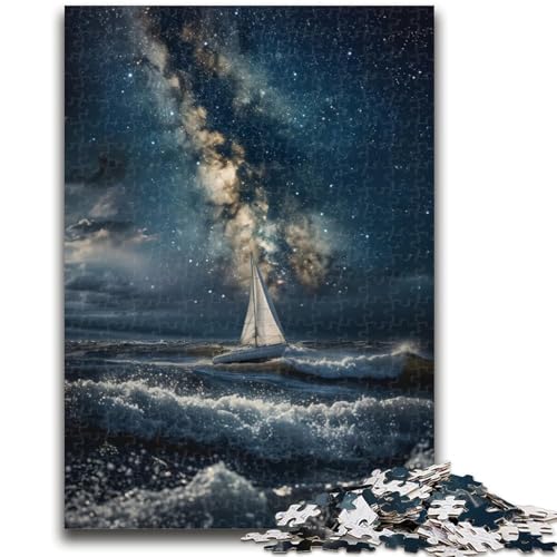 Segelboot auf dem Meer unter der Galaxie, 1000-teiliges Puzzle für Erwachsene und Jugendliche, anspruchsvolles Spiel und Lernspiel für die ganze Familie zum Geburtstag, Weihnachten, 26x38cm von ZKYUBEK