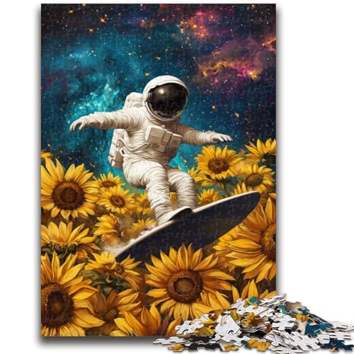 Sonnenblumen-Astronauten-Puzzle für Teenager, 1000 Teile, anspruchsvolles Spiel und Lernspiel für die ganze Familie zum Geburtstag, Weihnachten, 50x75cm von ZKYUBEK