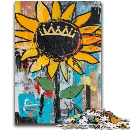 Sonnenblumen-Puzzle im Basquiat-Stil, 1000 Teile, für Erwachsene und Jugendliche, anspruchsvolles Spiel und Lernspiel für die ganze Familie zum Geburtstag, Weihnachten, 26x38cm von ZKYUBEK