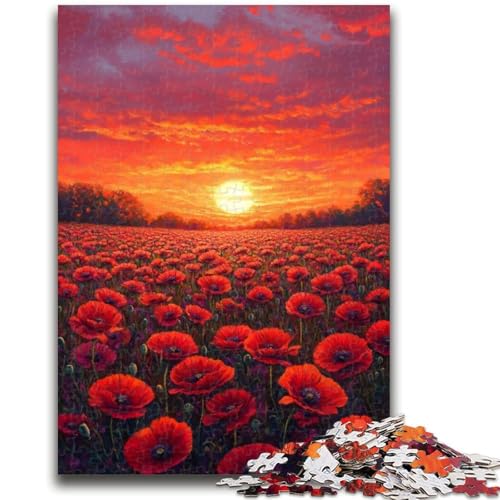 Sonnenblumen im Sonnenuntergang, 1000-teiliges Puzzle für Erwachsene und Jugendliche, anspruchsvolles Spiel und Lernspiel für die ganze Familie zum Geburtstag, Weihnachten, 26x38cm von ZKYUBEK