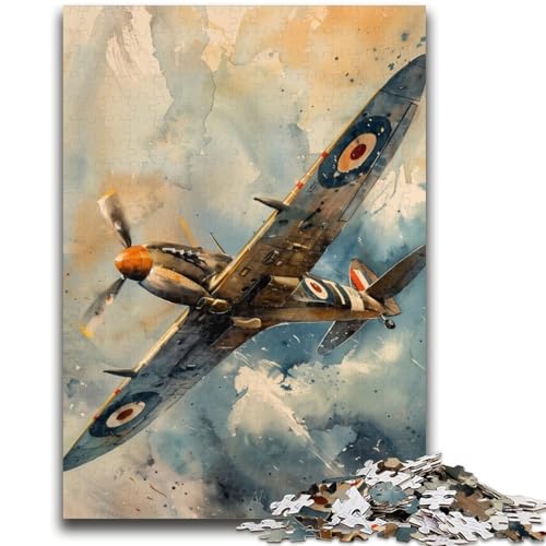Spitfire-Flugzeug-Puzzle für Teenager, 1000 Teile, anspruchsvolles Spiel und Lernspiel für die ganze Familie zum Geburtstag, Weihnachten, 50x75cm von ZKYUBEK