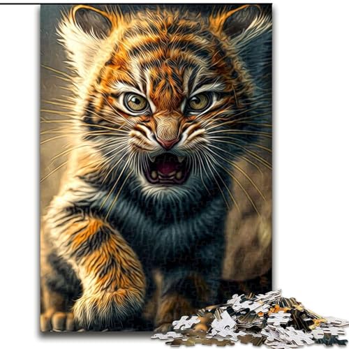 Tiger-Puzzle aus Karton mit 1000 Teilen, Größe 26x38cm, Denkspiel, interaktives Familienspiel, geeignet für Kinder ab 14 Jahren von ZKYUBEK