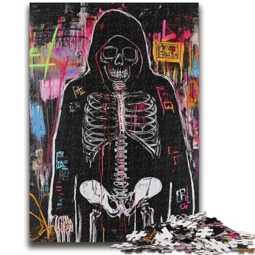 Totenkopf-Puzzle im Basquiat-Stil, 1000 Teile, für Erwachsene und Jugendliche, anspruchsvolles Spiel und Lernspiel für die ganze Familie zum Geburtstag, Weihnachten, 26x38cm von ZKYUBEK