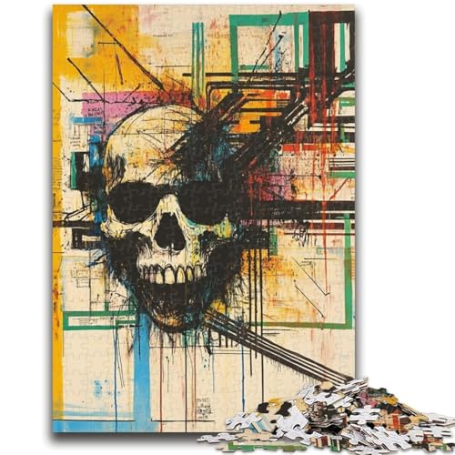 Totenkopf-Puzzle im Basquiat-Stil, 1000 Teile, für Erwachsene und Jugendliche, anspruchsvolles Spiel und Lernspiel für die ganze Familie zum Geburtstag, Weihnachten, 26x38cm von ZKYUBEK